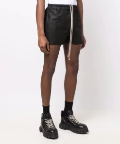 ( Nouvelle Collection ) Rick Owens 09 BLACK Short Fog à Taille à Lien De Resserrage Homme -Rick Owens Soldes 17969826 38819215 600