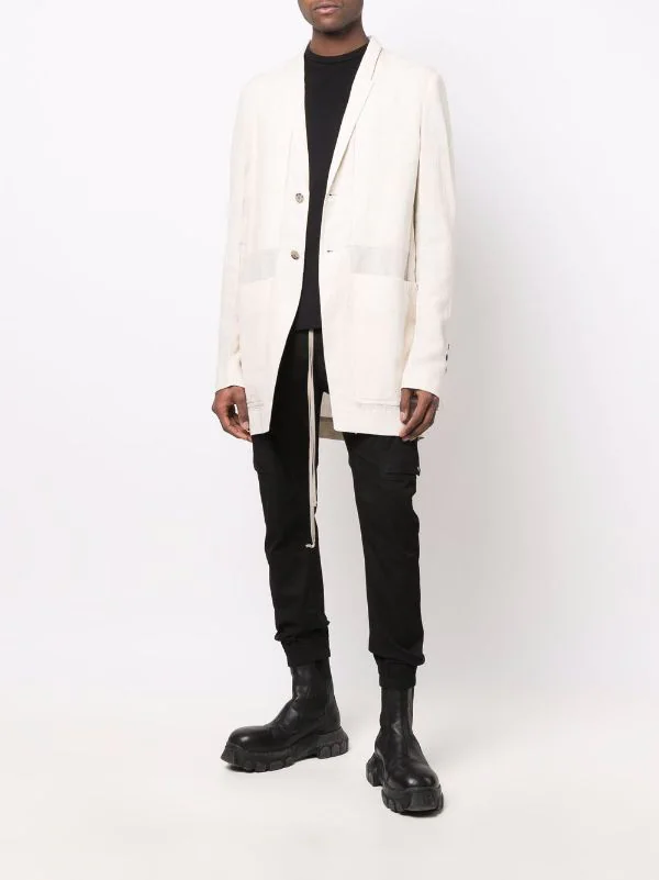 ( Nouvelle Collection ) Rick Owens Blazer Boutonné à Revers Crantés 21 NATURAL 4 ( Nouvelle Collection ) Rick Owens Blazer Boutonné à Revers Crantés 21 NATURAL – Image 2