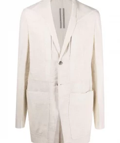 ( Nouvelle Collection ) Rick Owens Blazer Boutonné à Revers Crantés 21 NATURAL