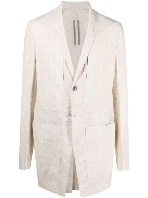( Nouvelle Collection ) Rick Owens Blazer Boutonné à Revers Crantés 21 NATURAL 3 ( Nouvelle Collection ) Rick Owens Blazer Boutonné à Revers Crantés 21 NATURAL