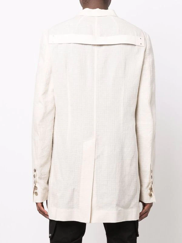 ( Nouvelle Collection ) Rick Owens Blazer Boutonné à Revers Crantés 21 NATURAL 6 ( Nouvelle Collection ) Rick Owens Blazer Boutonné à Revers Crantés 21 NATURAL – Image 4