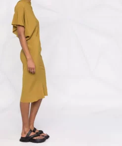 ( Nouvelle Collection ) Rick Owens Robe Mi-longue Drapée Femme -Rick Owens Soldes 17973231 37956946 600