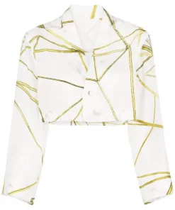 ( Nouvelle Collection ) Rick Owens 1172 MILK SULPHATE Chemise Crop à Imprimé Graphique Femme