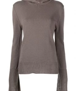 ( Nouvelle Collection ) Rick Owens Hoodie En Maille Nervurée Femme