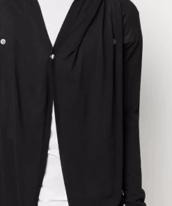 ( Nouvelle Collection ) Rick Owens 09 BLACK Hoodie Léger à Coupe Mi-longue Homme -Rick Owens Soldes 17984294 37998917 600