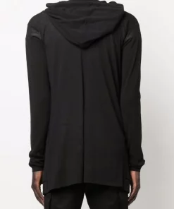 ( Nouvelle Collection ) Rick Owens 09 BLACK Hoodie Léger à Coupe Mi-longue Homme -Rick Owens Soldes 17984294 37999163 600