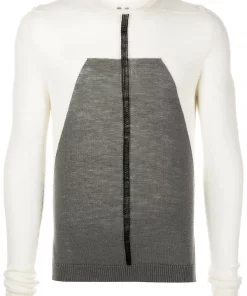 ( Nouvelle Collection ) Rick Owens Pull Biker Level à Encolure Ra Du Cou NATURAL