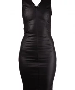 ( Nouvelle Collection ) Rick Owens Robe Cintrée à Fini Mat BLACK