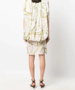 ( Nouvelle Collection ) Rick Owens 1172 MILK/SULPHATE Robe Imprimée à Design Drapé Femme -Rick Owens Soldes 18001170 38067443 600