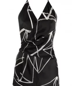 ( Nouvelle Collection ) Rick Owens 0921 BLACK/NATURAL Haut Imprimé à Dos Nu Femme