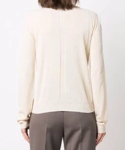 ( Nouvelle Collection ) Rick Owens Pull En Coton Biologique à Bords Nervurés 21 NATURAL -Rick Owens Soldes 18005827 38149846 600