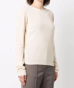 ( Nouvelle Collection ) Rick Owens Pull En Coton Biologique à Bords Nervurés 21 NATURAL -Rick Owens Soldes 18005827 38150895 600