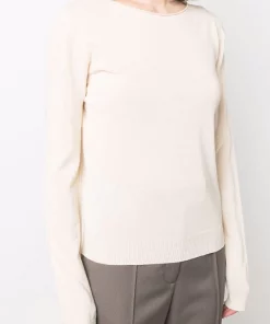 ( Nouvelle Collection ) Rick Owens Pull En Coton Biologique à Bords Nervurés 21 NATURAL -Rick Owens Soldes 18005827 38151323 600