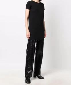 ( Nouvelle Collection ) Rick Owens T-shirt Long à Encolure Ras Du Cou Femme -Rick Owens Soldes 18005846 38151537 600