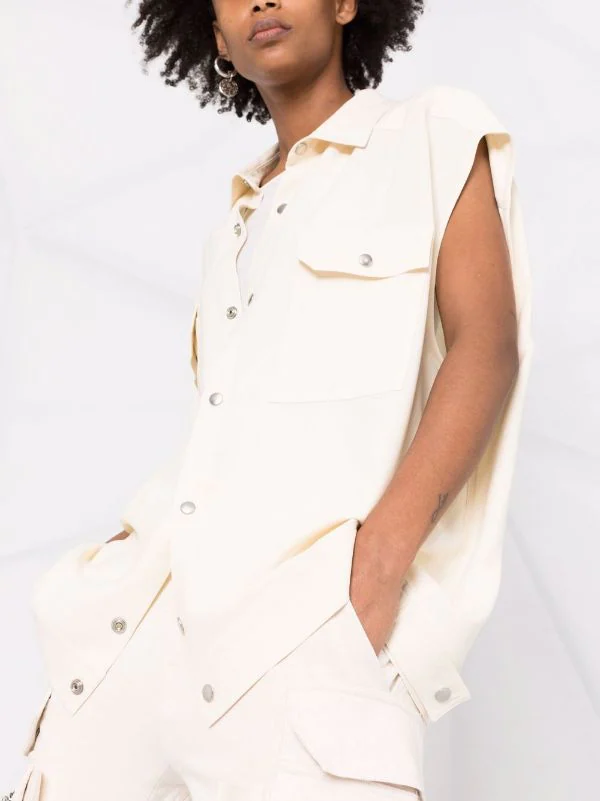 ( Nouvelle Collection ) Rick Owens 21 NATURAL Surchemise à Design Sans Manches Femme 5 ( Nouvelle Collection ) Rick Owens 21 NATURAL Surchemise à Design Sans Manches Femme – Image 3