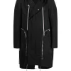 ( Nouvelle Collection ) Rick Owens 09 BLACK Parka Mi-longue à Capuche Homme -Rick Owens Soldes 18009866 38509946 600