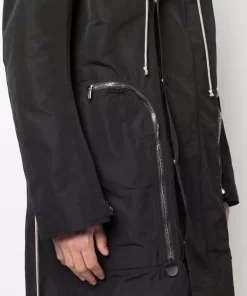 ( Nouvelle Collection ) Rick Owens 09 BLACK Parka Mi-longue à Capuche Homme -Rick Owens Soldes 18009866 38526013 600