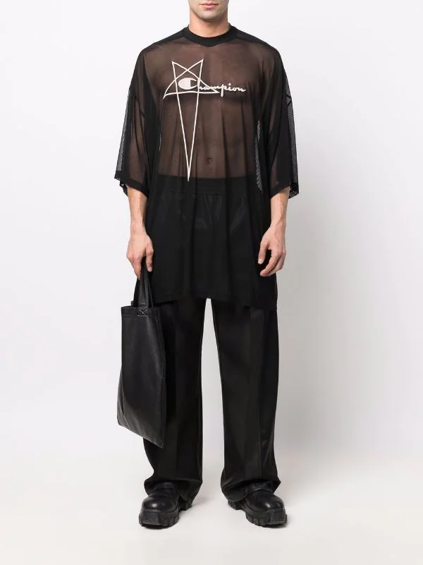 ( Nouvelle Collection ) Rick Owens X Champion T-shirt Tommy En Résille 09 BLACK 4 ( Nouvelle Collection ) Rick Owens X Champion T-shirt Tommy En Résille 09 BLACK – Image 2