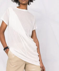 ( Nouvelle Collection ) Rick Owens T-shirt En Coton à Design Drapé 11 MILK -Rick Owens Soldes 18010619 38300176 600