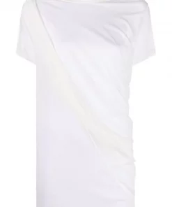 ( Nouvelle Collection ) Rick Owens T-shirt En Coton à Design Drapé 11 MILK