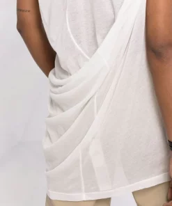 ( Nouvelle Collection ) Rick Owens T-shirt En Coton à Design Drapé 11 MILK -Rick Owens Soldes 18010619 38301006 600