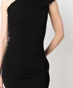 ( Nouvelle Collection ) Rick Owens Robe Mi-longue Asymétrique à Une épaule 09 BLACK -Rick Owens Soldes 18010850 38150590 600