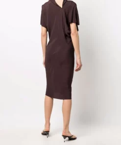 ( Nouvelle Collection ) Rick Owens Robe Drapée à Manches Courtes Femme -Rick Owens Soldes 18011365 38148612 600