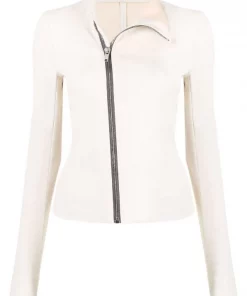 ( Nouvelle Collection ) Rick Owens Veste De Moto à Fermeture Asymétrique NATURAL 21
