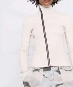 ( Nouvelle Collection ) Rick Owens Veste De Moto à Fermeture Asymétrique NATURAL 21 -Rick Owens Soldes 18011826 38615169 600