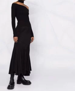 ( Nouvelle Collection ) Rick Owens 09 BLACK Jupe Mi-longue Asymétrique Femme -Rick Owens Soldes 18013424 38285233 600