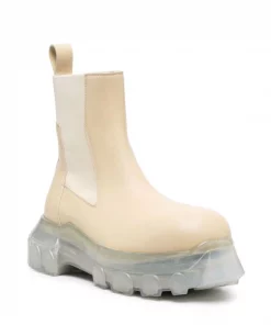 ( Nouvelle Collection ) Rick Owens Bottines En Cuir à Empiècements élastiqués Femme -Rick Owens Soldes 18014015 38300021 600