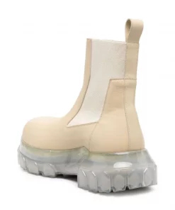 ( Nouvelle Collection ) Rick Owens Bottines En Cuir à Empiècements élastiqués Femme -Rick Owens Soldes 18014015 38300023 600