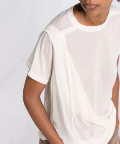 ( Nouvelle Collection ) Rick Owens T-shirt En Coton Biologique à Détail Drapé Femme -Rick Owens Soldes 18014116 38286208 600