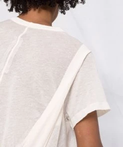 ( Nouvelle Collection ) Rick Owens T-shirt En Coton Biologique à Détail Drapé Femme -Rick Owens Soldes 18014116 38286244 600