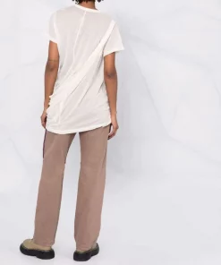 ( Nouvelle Collection ) Rick Owens T-shirt En Coton Biologique à Détail Drapé Femme -Rick Owens Soldes 18014116 38286250 600