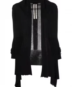 ( Nouvelle Collection ) Rick Owens Cardigan à Design Ouvert Devant 09 BLACK