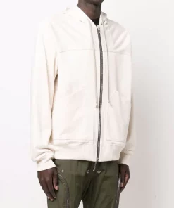 ( Nouvelle Collection ) Rick Owens 21 NATURAL Hoodie Zippé à Poches Plaquées Homme -Rick Owens Soldes 18021124 38299945 600