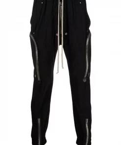 ( Nouvelle Collection ) Rick Owens BLACK Pantalon Bauhaus Cargo à Coupe Fuselée Homme