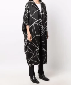 ( Nouvelle Collection ) Rick Owens Manteau à Motif Géométrique 0921 BLACK/natural -Rick Owens Soldes 18042596 38267724 600