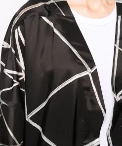 ( Nouvelle Collection ) Rick Owens Manteau à Motif Géométrique 0921 BLACK/natural -Rick Owens Soldes 18042596 38268326 600