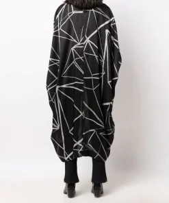 ( Nouvelle Collection ) Rick Owens Manteau à Motif Géométrique 0921 BLACK/natural -Rick Owens Soldes 18042596 38268327 600