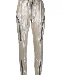 ( Nouvelle Collection ) Rick Owens 98 WARM SILVER Pantalon Fuselé à Fini Métallisé Femme