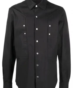 ( Nouvelle Collection ) Rick Owens Surchemise à Boutons Pression 09 BLACK
