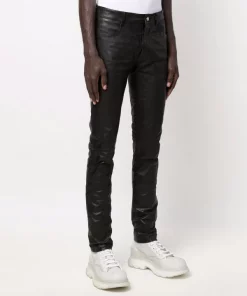 ( Nouvelle Collection ) Rick Owens 09 BLACK Pantalon Slim En Cuir Homme -Rick Owens Soldes 18045736 38258615 600