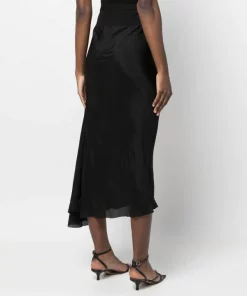 ( Nouvelle Collection ) Rick Owens 09 BLACK Jupe Mi-longue à Ourlet Asymétrique Femme -Rick Owens Soldes 18048145 38994979 600