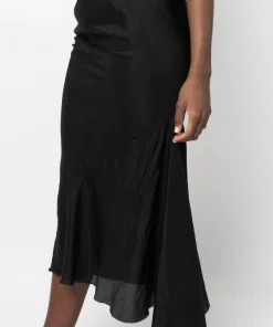 ( Nouvelle Collection ) Rick Owens 09 BLACK Jupe Mi-longue à Ourlet Asymétrique Femme -Rick Owens Soldes 18048145 38994983 600