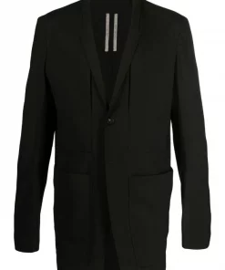 ( Nouvelle Collection ) Rick Owens 09 BLK Veste Lido à Veste à Simple Boutonnage Homme