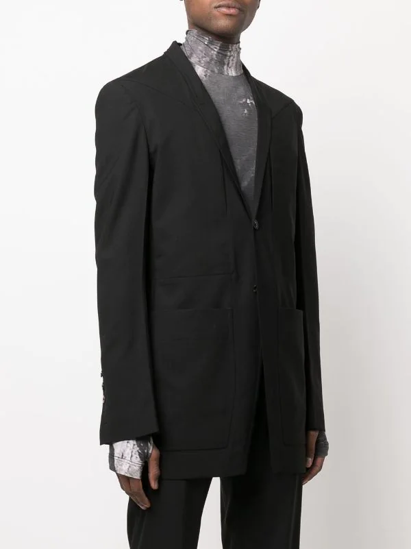 ( Nouvelle Collection ) Rick Owens 09 BLK Veste Lido à Veste à Simple Boutonnage Homme 6 ( Nouvelle Collection ) Rick Owens 09 BLK Veste Lido à Veste à Simple Boutonnage Homme – Image 4