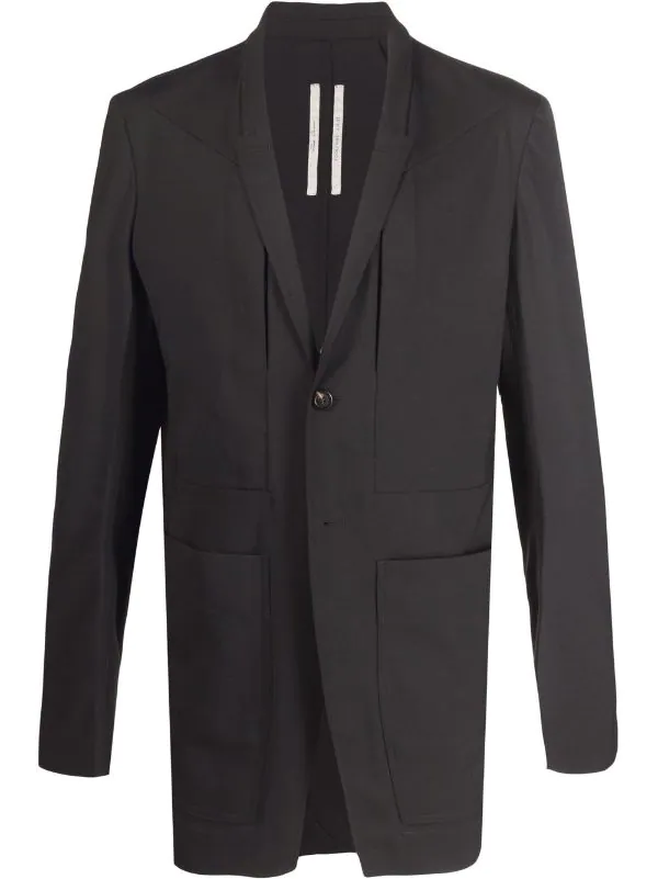 ( Nouvelle Collection ) Rick Owens 09 BLK Veste Lido à Veste à Simple Boutonnage Homme 4 ( Nouvelle Collection ) Rick Owens 09 BLK Veste Lido à Veste à Simple Boutonnage Homme – Image 2