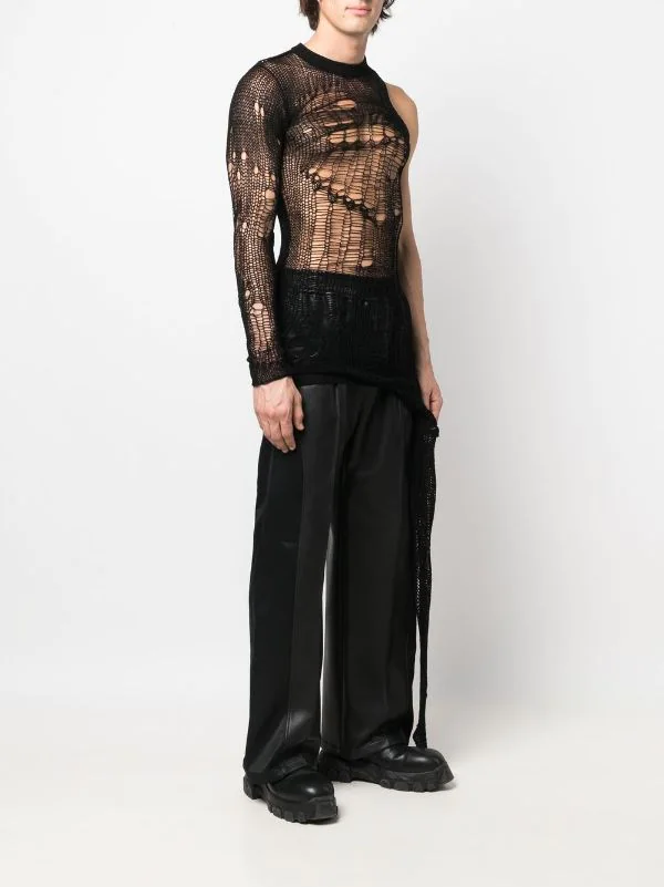( Nouvelle Collection ) Rick Owens Pull Asymétrique à Effet Usé 09 BLK BLACK 5 ( Nouvelle Collection ) Rick Owens Pull Asymétrique à Effet Usé 09 BLK BLACK – Image 3